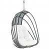 Modway Whisk Outdoor Patio Swing Chair With Stand in White - Front Side Closeup Angle