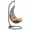Modway Abate Wicker Rattan Outdoor Patio Swing Chair in Black Mocha - Front Side Angle - Modway Abate Wicker Rattan Outdoor Patio Swing Chair in Black Mocha - Front Side Angle