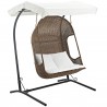 Modway Vantage Outdoor Patio Swing Chair With Stand - Brown White - Front Side Angle