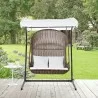 Modway Vantage Outdoor Patio Swing Chair With Stand - Brown White - Lifestyle - Modway Vantage Outdoor Patio Swing Chair With Stand - Brown White - Lifestyle