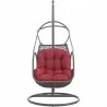 Modway Arbor Outdoor Patio Wood Swing Chair in Red - Front Angle - Modway Arbor Outdoor Patio Wood Swing Chair in Red - Front Angle