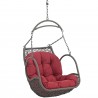 Modway Arbor Outdoor Patio Wood Swing Chair in Red - Closeup Front Side Angle