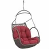 Modway Arbor Outdoor Patio Wood Swing Chair in Red - Closeup Front Side Angle - Modway Arbor Outdoor Patio Wood Swing Chair in Red - Closeup Front Side Angle