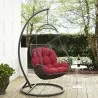 Modway Arbor Outdoor Patio Wood Swing Chair in Red - Lifestyle - Modway Arbor Outdoor Patio Wood Swing Chair in Red - Lifestyle