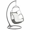 Modway Arbor Outdoor Patio Wood Swing Chair in White - Front Side Angle - Modway Arbor Outdoor Patio Wood Swing Chair in White - Front Side Angle