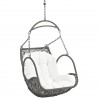 Modway Arbor Outdoor Patio Wood Swing Chair in White - Closeup Front Side Angle