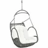 Modway Arbor Outdoor Patio Wood Swing Chair in White - Closeup Front Side Angle - Modway Arbor Outdoor Patio Wood Swing Chair in White - Closeup Front Side Angle