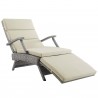 Modway Envisage Chaise Outdoor Patio Wicker Rattan Lounge Chair in Light Gray Beige - Front Side Angle