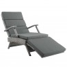 Modway Envisage Chaise Outdoor Patio Wicker Rattan Lounge Chair in Light Gray Charcoal - Front Side Angle