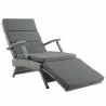 Modway Envisage Chaise Outdoor Patio Wicker Rattan Lounge Chair in Light Gray Charcoal - Front Side Angle - Modway Envisage Chaise Outdoor Patio Wicker Rattan Lounge Chair in Light Gray Charcoal - Front Side Angle