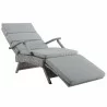 Modway Envisage Chaise Outdoor Patio Wicker Rattan Lounge Chair in Light Gray Gray - Reclined in Front Side Angle - Modway Envisage Chaise Outdoor Patio Wicker Rattan Lounge Chair in Light Gray Gray - Reclined in Front Side Angle