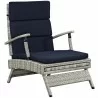 Modway Envisage Chaise Outdoor Patio Wicker Rattan Lounge Chair in Light Gray Navy - Front Side Angle - Modway Envisage Chaise Outdoor Patio Wicker Rattan Lounge Chair in Light Gray Navy - Front Side Angle