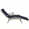 Modway Envisage Chaise Outdoor Patio Wicker Rattan Lounge Chair in Light Gray Navy - Reclined in Front Angle - Modway Envisage Chaise Outdoor Patio Wicker Rattan Lounge Chair in Light Gray Navy - Reclined in Front Angle