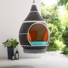 Modway Palace Outdoor Patio Wicker Rattan Hanging Pod - Brown Turquoise - Lifestyle