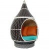 Modway Palace Outdoor Patio Wicker Rattan Hanging Pod - Brown Turquoise - Front Side Angle