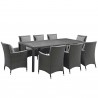 Modway Sojourn 9 Piece Outdoor Patio Sunbrella® Dining Set - Canvas Gray - Set in Front Side Angle