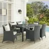Modway Sojourn 7 Piece Outdoor Patio Sunbrella® Dining Set - Antique Canvas Beige - Lifestyle - Modway Sojourn 7 Piece Outdoor Patio Sunbrella® Dining Set - Antique Canvas Beige - Lifestyle