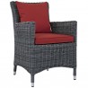 Modway Summon 4 Piece Outdoor Patio Sunbrella® Dining Set in Canvas Red - Front Side Angle
