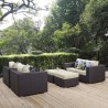 Modway Convene 5 Piece Outdoor Patio Sofa Set - Espresso Beige - Lifestyle