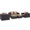 Modway Convene 5 Piece Outdoor Patio Sofa Set in Espresso Mocha - Front Side Angle