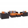 Modway Convene 5 Piece Outdoor Patio Sofa Set in Espresso Orange - Front Side Angle