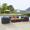 Modway Convene 5 Piece Outdoor Patio Sofa Set in Espresso Orange - Lifestyle