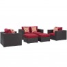 Modway Convene 5 Piece Outdoor Patio Sofa Set in Espresso Red - Front Side Angle