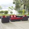 Modway Convene 5 Piece Outdoor Patio Sofa Set in Espresso Red - Lifestyle