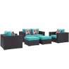 Modway Convene 5 Piece Outdoor Patio Sofa Set in Espresso Turquoise - Front Side Angle