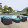 Modway Convene 5 Piece Outdoor Patio Sofa Set in Espresso Turquoise - Lifestyle
