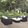 Modway Convene 5 Piece Outdoor Patio Sofa Set in Espresso White - Lifestyle
