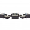 Modway Convene 8 Piece Outdoor Patio Sofa Set - Espresso Beige - Set in Front Angle