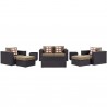 Modway Convene 8 Piece Outdoor Patio Sofa Set in Espresso Mocha - Set in Front Angle