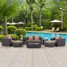Modway Convene 8 Piece Outdoor Patio Sofa Set in Espresso Mocha - Lifestyle