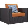 Modway Convene 8 Piece Outdoor Patio Sofa Set in Espresso Orange - Armchair - Front Side Angle