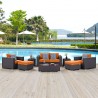 Modway Convene 8 Piece Outdoor Patio Sofa Set in Espresso Orange - Lifestyle
