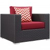 Modway Convene 8 Piece Outdoor Patio Sofa Set in Espresso Red - Armchair - Front Side Angle