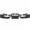 Modway Convene 8 Piece Outdoor Patio Sofa Set in Espresso White - Set in Front Angle