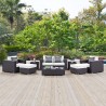 Modway Convene 8 Piece Outdoor Patio Sofa Set in Espresso White - Lifestyle