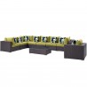 Modway Convene 7 Piece Outdoor Patio Sectional Set - Espresso Peridot - Front Angle