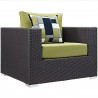 Modway Convene 7 Piece Outdoor Patio Sectional Set - Espresso Peridot - ArmChair - Front Side Angle