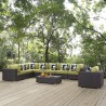 Modway Convene 7 Piece Outdoor Patio Sectional Set - Espresso Peridot - Lifestyle