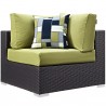 Modway Convene 11 Piece Outdoor Patio Sectional Set - Espresso Peridot - Corner Chair - Front Angle