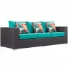 Modway Convene 3 Piece Outdoor Patio Sofa Set in Espresso Turquoise - Loveseat in Front Side Angle - Modway Convene 3 Piece Outdoor Patio Sofa Set in Espresso Turquoise - Loveseat in Front Side Angle
