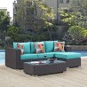 Modway Convene 3 Piece Outdoor Patio Sofa Set in Espresso Turquoise - Lifestyle