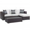 Modway Convene 3 Piece Outdoor Patio Sofa Set in Espresso White - Set in Front Side Angle
