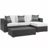 Modway Convene 3 Piece Outdoor Patio Sofa Set in Espresso White - Set in Front Side Angle - Modway Convene 3 Piece Outdoor Patio Sofa Set in Espresso White - Set in Front Side Angle