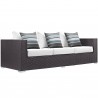 Modway Convene 3 Piece Outdoor Patio Sofa Set in Espresso White - Loveseat in Front Side Angle