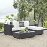 Modway Convene 3 Piece Outdoor Patio Sofa Set in Espresso White - Lifestyle - Modway Convene 3 Piece Outdoor Patio Sofa Set in Espresso White - Lifestyle