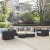 Modway Convene 7 Piece Outdoor Patio Sectional Set - Espresso Beige - Lifestyle